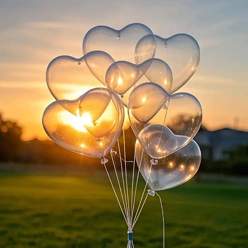 10pcs Transparent Love Heart Balloons Valentine`s Day Latex Balloon 10Inch Ballon Wedding Birthday Baloon Decor Party Supply