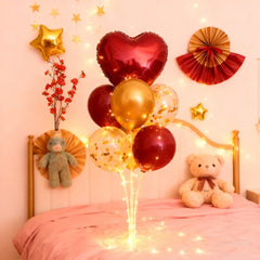 Red Heart Balloon Stand Kit with Base and Rod for Valentine’s Day Anniversary Wedding Party Mother’s Day Decor and Decoration