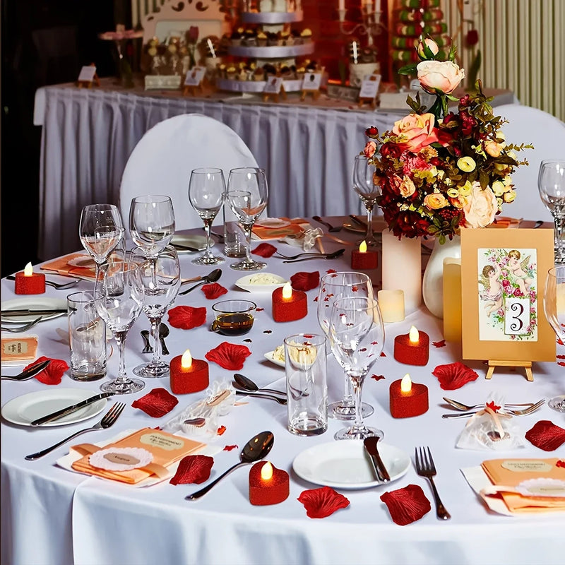 Heart Shaped Electronic Candle Lights LED Candles, Valentine's Day Decor