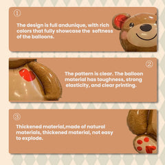 Cute Extra Large Cartoon Animal Bear Foil Mylar Balloons Inflated Decor for Birthday Party, Valentines Day & Wedding Decoration