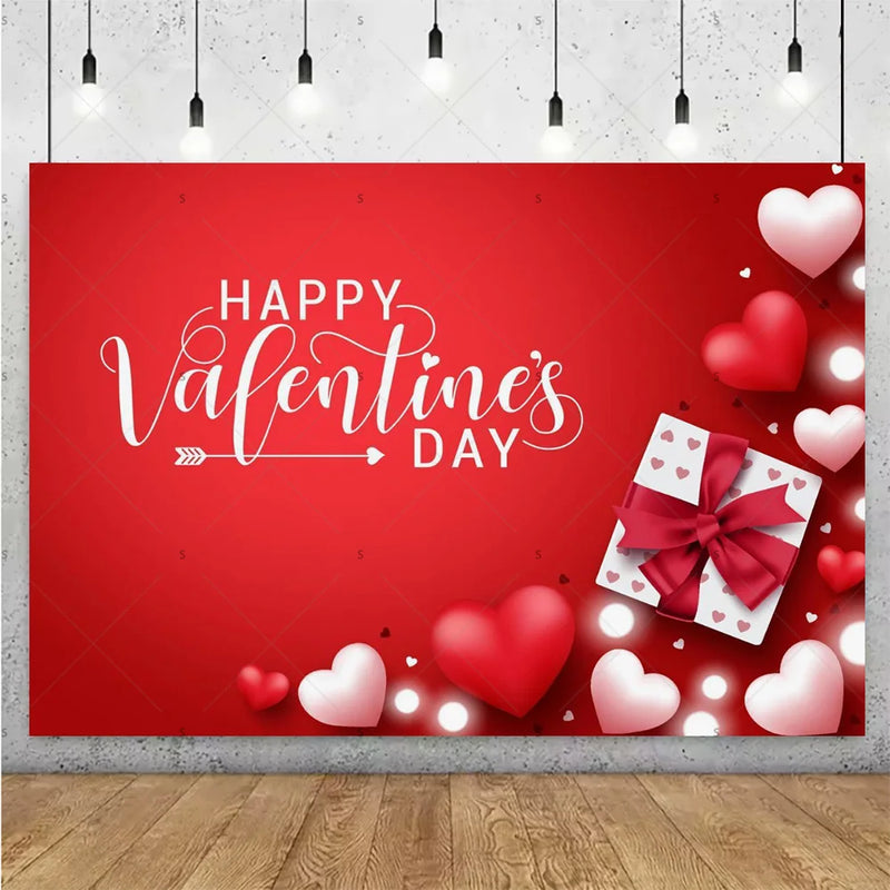 Balloon Red Love Heart Rose Background Happy Valentine's Day Backdrop Supplies Valentine's Day Party Decoration Photo Shoot Prop