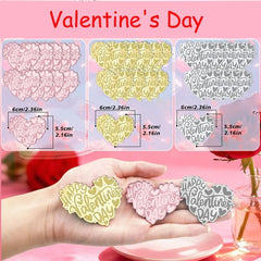 10pcs Romance Acrylic Heart Gold Valentines Cake Topper for Party Decor Supplies Baking Decorating Tool