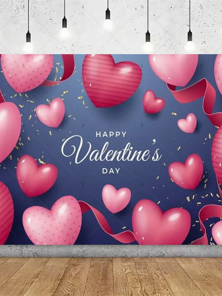 Balloon Red Love Heart Rose Background Happy Valentine's Day Backdrop Supplies Valentine's Day Party Decoration Photo Shoot Prop