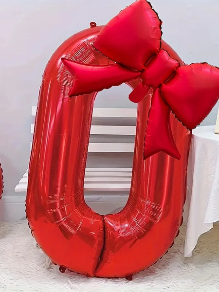 2pcs/set 40inch Red Number number Balloon With Red bowknot Foil Balloons for Birthday Anniversary Valentine's Day Gifts