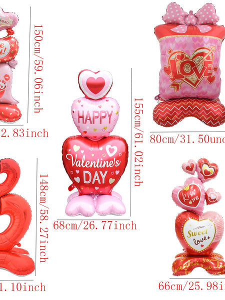 1pc Base Stand Happy Valentine's Day Heart to Heart Balloons Love Heart Bear Balloon wedding Valentine's Day Decorations