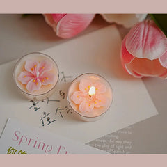 4 Pcs/Box Pink Peach Blossom Scented Candles,Valentines Decor,Room Decor,Gifts For Women Valentine's Day Wedding Favors