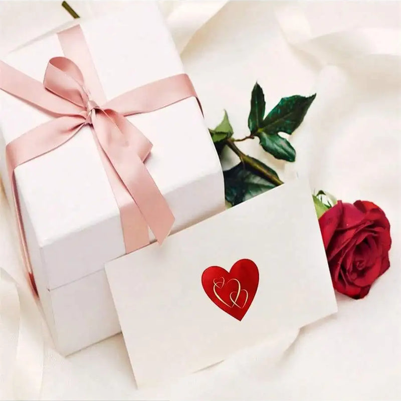 Valentines Red Heart Stickers, Heart Decorative Labels 500 per Roll, Valentine's Day Love Decorations for Wedding, Anniversaries