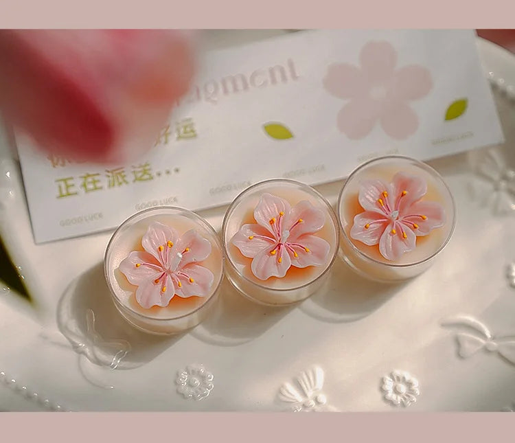 4 Pcs/Box Pink Peach Blossom Scented Candles,Valentines Decor,Room Decor,Gifts For Women Valentine's Day Wedding Favors