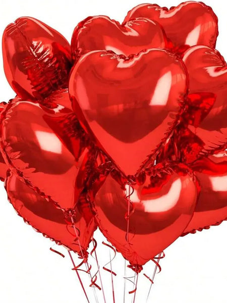 5pcs/10pcs 18-Inch Pink Heart Shaped Aluminum Foil Love Balloon For Valentines Birthday Party Decoration, Wedding Engagement, Fe