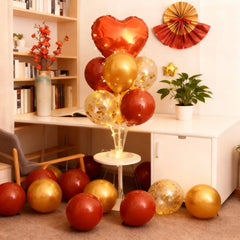 Red Heart Balloon Stand Kit with Base and Rod for Valentine’s Day Anniversary Wedding Party Mother’s Day Decor and Decoration