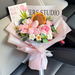 Knitted Flower Bouquet Handmade Crochet Flower Bouquet Mother's Day Gift Finished Hand-woven Flower Birthday Valentines Day Gift