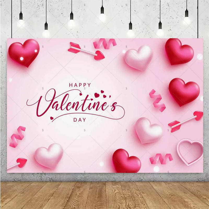 Balloon Red Love Heart Rose Background Happy Valentine's Day Backdrop Supplies Valentine's Day Party Decoration Photo Shoot Prop