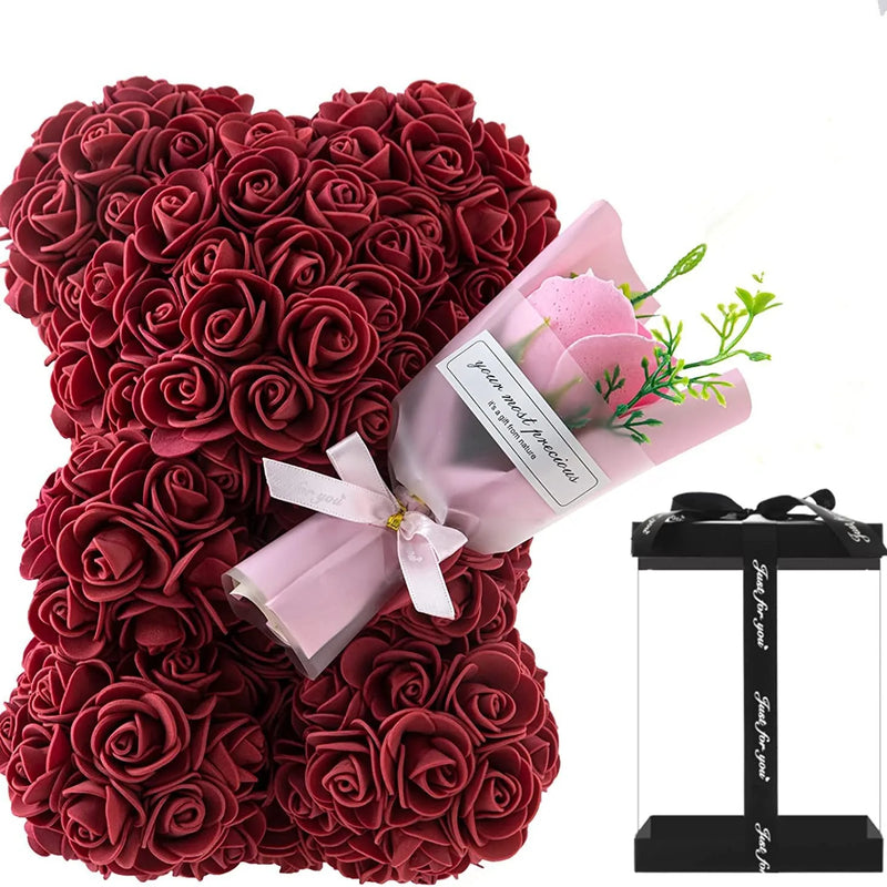 2026 Eternal Rose Teddy Bear Artificial Flower Gift for Mom - Mother's Day Birthday Valentine's Day Anniversary Home Decor