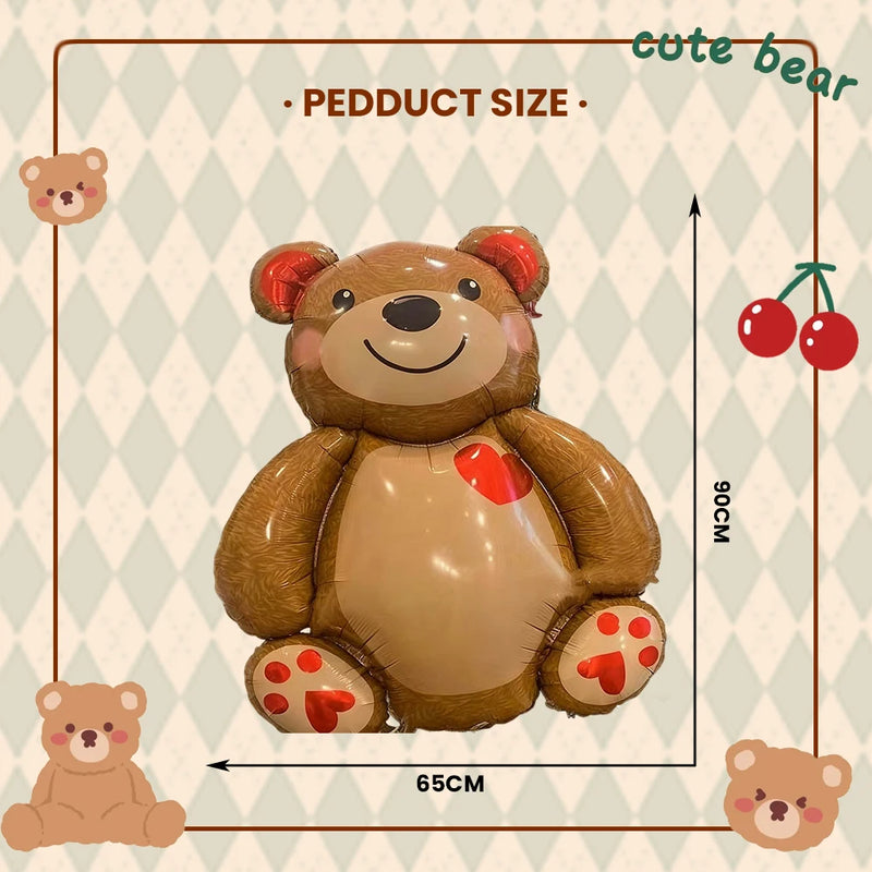 Cute Extra Large Cartoon Animal Bear Foil Mylar Balloons Inflated Decor for Birthday Party, Valentines Day & Wedding Decoration