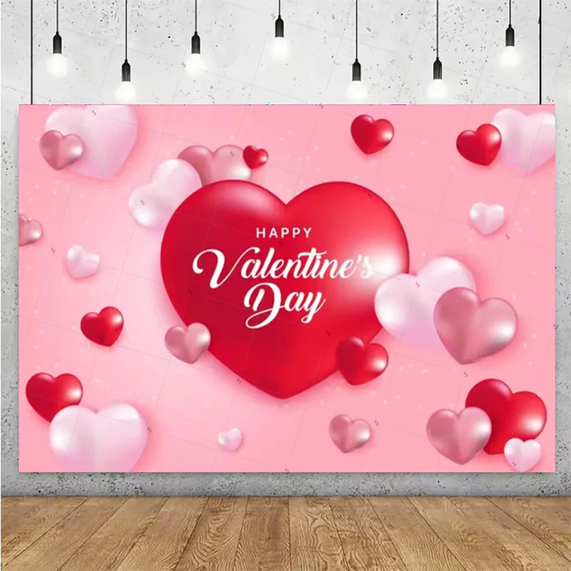 Balloon Red Love Heart Rose Background Happy Valentine's Day Backdrop Supplies Valentine's Day Party Decoration Photo Shoot Prop