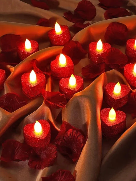Heart Shaped Electronic Candle Lights LED Candles, Valentine's Day Decor