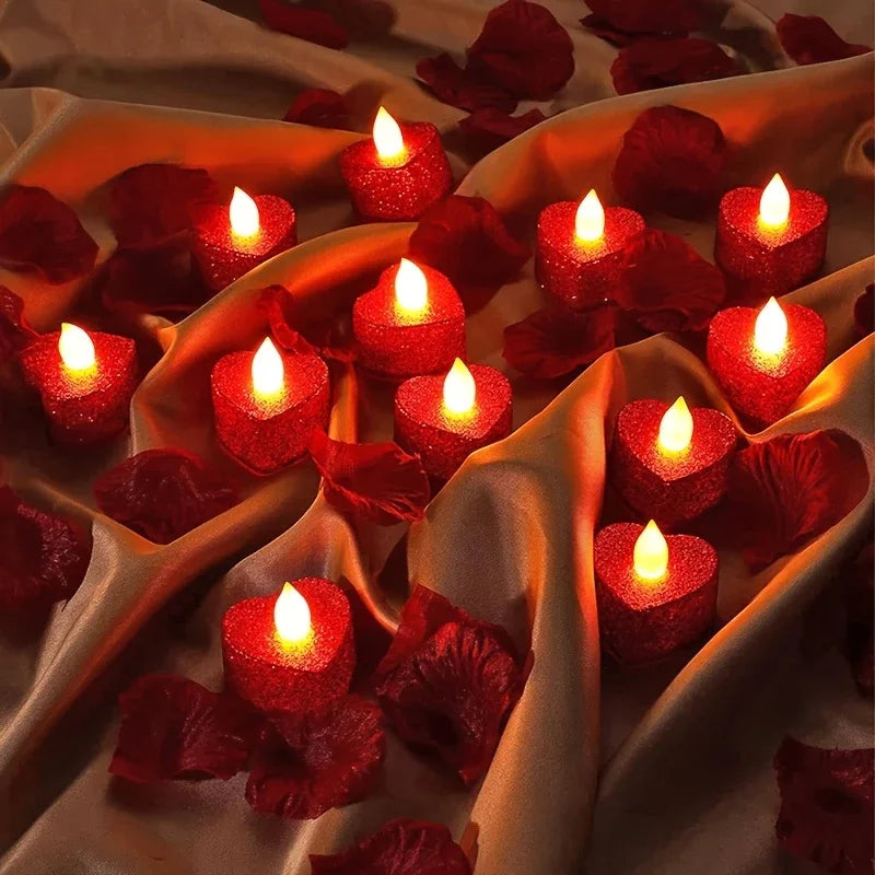 Heart Shaped Electronic Candle Lights LED Candles, Valentine's Day Decor
