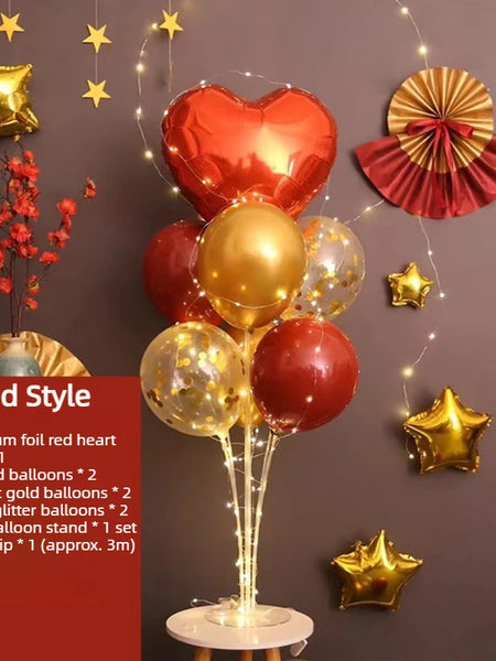 Red Heart Balloon Stand Kit with Base and Rod for Valentine’s Day Anniversary Wedding Party Mother’s Day Decor and Decoration