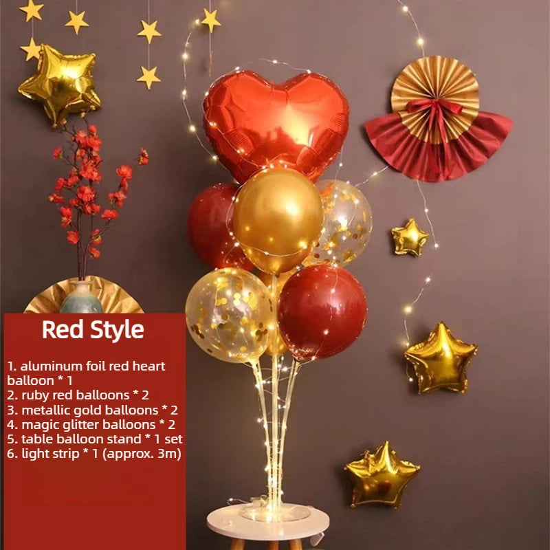 Red Heart Balloon Stand Kit with Base and Rod for Valentine’s Day Anniversary Wedding Party Mother’s Day Decor and Decoration