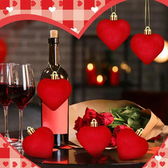 12 velvet heart-shaped hanging decorations, suitable for Valentine's Day tree decoration and wedding anniversary celebrations