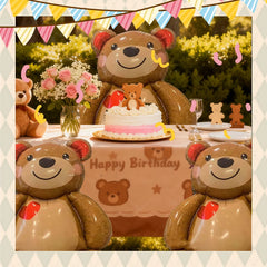 Cute Extra Large Cartoon Animal Bear Foil Mylar Balloons Inflated Decor for Birthday Party, Valentines Day & Wedding Decoration