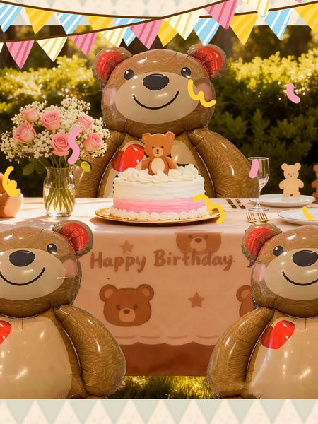 Cute Extra Large Cartoon Animal Bear Foil Mylar Balloons Inflated Decor for Birthday Party, Valentines Day & Wedding Decoration
