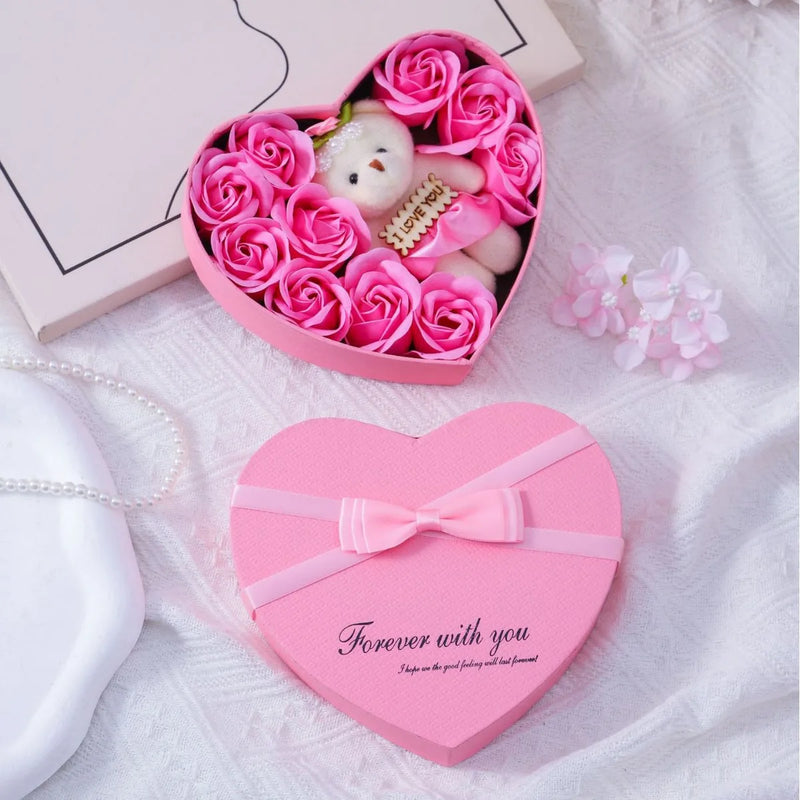 Rose Bear Soap Love Gift Box Romantic Valentines Day Gift Wedding Party Birthday Simulated Flower Room Decoration Home Supplies