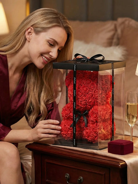 2026 Eternal Rose Teddy Bear Artificial Flower Gift for Mom - Mother's Day Birthday Valentine's Day Anniversary Home Decor