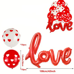 21pcs 12inch Printing Heart Latex Balloons set Connection Love Foil Balloon Wedding Decor Valentine's Day Decorations