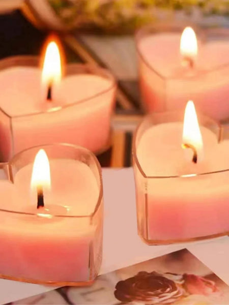 9pcs Heart-shaped Scented Tea Candles Valentine's Day Romantic Love Candle Proposals Wedding Anniversary Decorative Candle