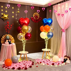 Red Heart Balloon Stand Kit with Base and Rod for Valentine’s Day Anniversary Wedding Party Mother’s Day Decor and Decoration