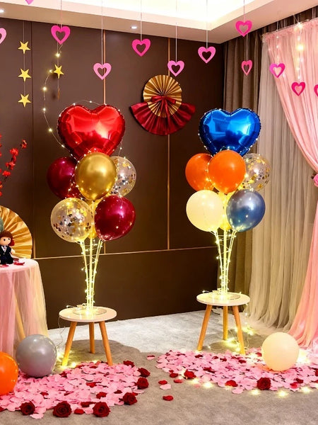 Red Heart Balloon Stand Kit with Base and Rod for Valentine’s Day Anniversary Wedding Party Mother’s Day Decor and Decoration