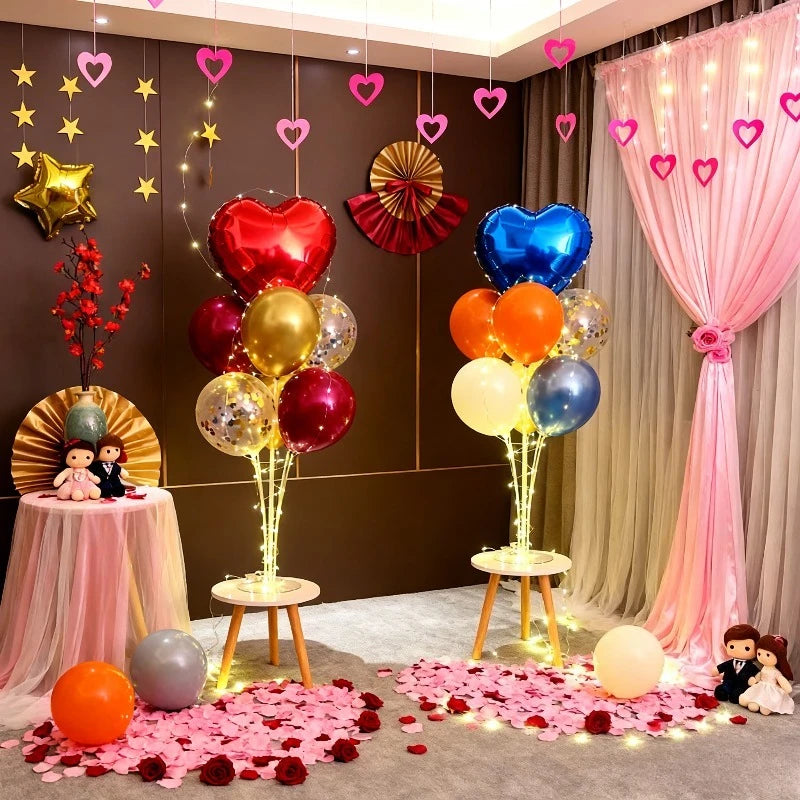 Red Heart Balloon Stand Kit with Base and Rod for Valentine’s Day Anniversary Wedding Party Mother’s Day Decor and Decoration