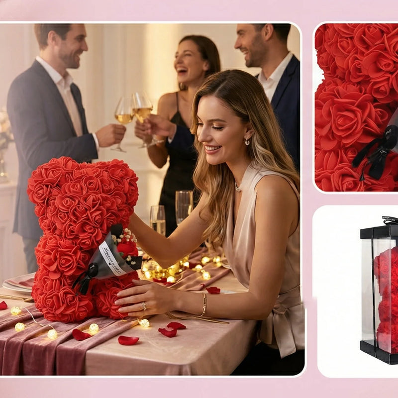 2026 Eternal Rose Teddy Bear Artificial Flower Gift for Mom - Mother's Day Birthday Valentine's Day Anniversary Home Decor