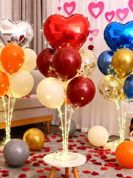 Red Heart Balloon Stand Kit with Base and Rod for Valentine’s Day Anniversary Wedding Party Mother’s Day Decor and Decoration