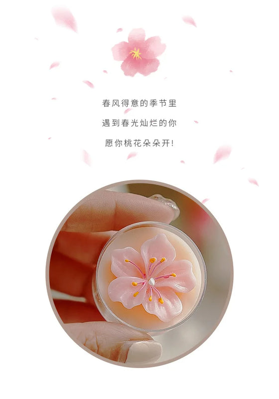 4 Pcs/Box Pink Peach Blossom Scented Candles,Valentines Decor,Room Decor,Gifts For Women Valentine's Day Wedding Favors