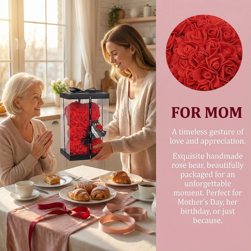 2026 Eternal Rose Teddy Bear Artificial Flower Gift for Mom - Mother's Day Birthday Valentine's Day Anniversary Home Decor