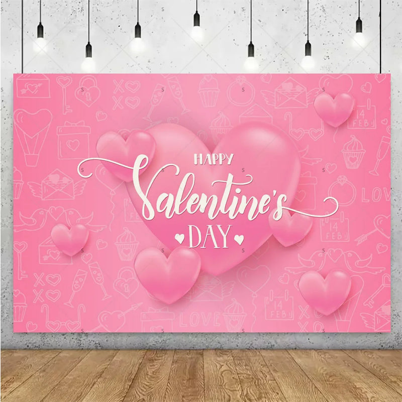 Balloon Red Love Heart Rose Background Happy Valentine's Day Backdrop Supplies Valentine's Day Party Decoration Photo Shoot Prop