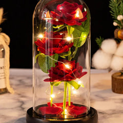 Rose Glass Cover Rose in Glass Dome Light Up Gifts for Women Valentines Ornament Glass Dome Rose Ornament The Preserve Flannel