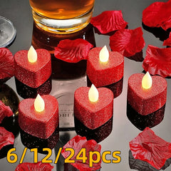 Heart Shaped Electronic Candle Lights LED Candles, Valentine's Day Decor