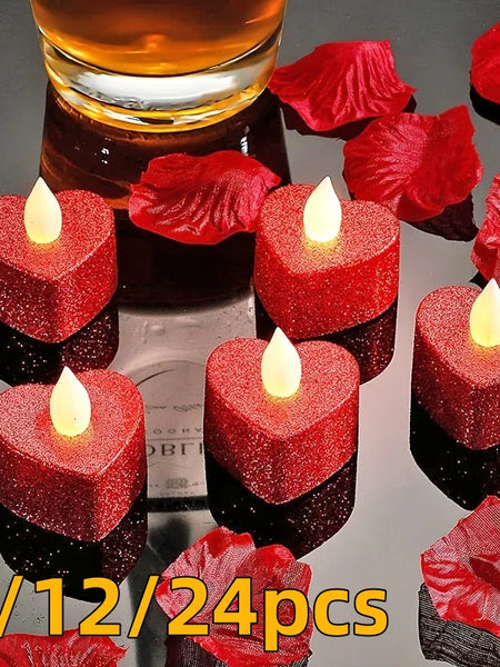 Heart Shaped Electronic Candle Lights LED Candles, Valentine's Day Decor