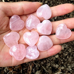 10pcs Rose Quartz Heart Natural Crystal Polished Stones, Valentine Gift For Women