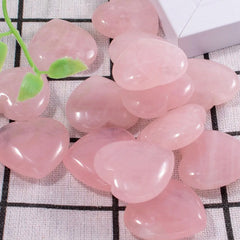 10pcs Rose Quartz Heart Natural Crystal Polished Stones, Valentine Gift For Women