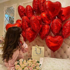 5pcs/10pcs 18-Inch Pink Heart Shaped Aluminum Foil Love Balloon For Valentines Birthday Party Decoration, Wedding Engagement, Fe