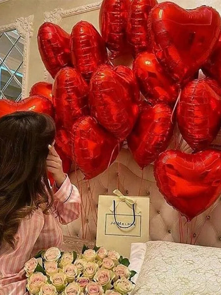 5pcs/10pcs 18-Inch Pink Heart Shaped Aluminum Foil Love Balloon For Valentines Birthday Party Decoration, Wedding Engagement, Fe