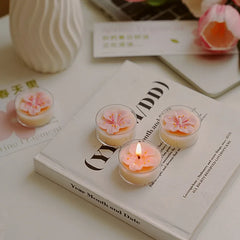 4 Pcs/Box Pink Peach Blossom Scented Candles,Valentines Decor,Room Decor,Gifts For Women Valentine's Day Wedding Favors