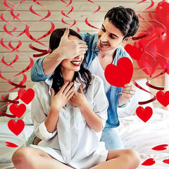 6/12/18/24Pcs Hanging Swirls,Red Love Heart Hanging Garland for Valentine's Day Party Decor Romantic Wedding Photo Prop Supplies
