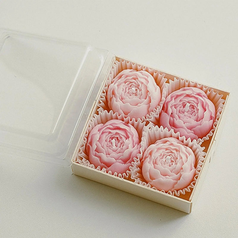 4Pcs Rose Flower Shaped Soy Wax Candle Set Floral Candle Handmade Decorative Candles for Home Decor Birthday Valentines Wedding
