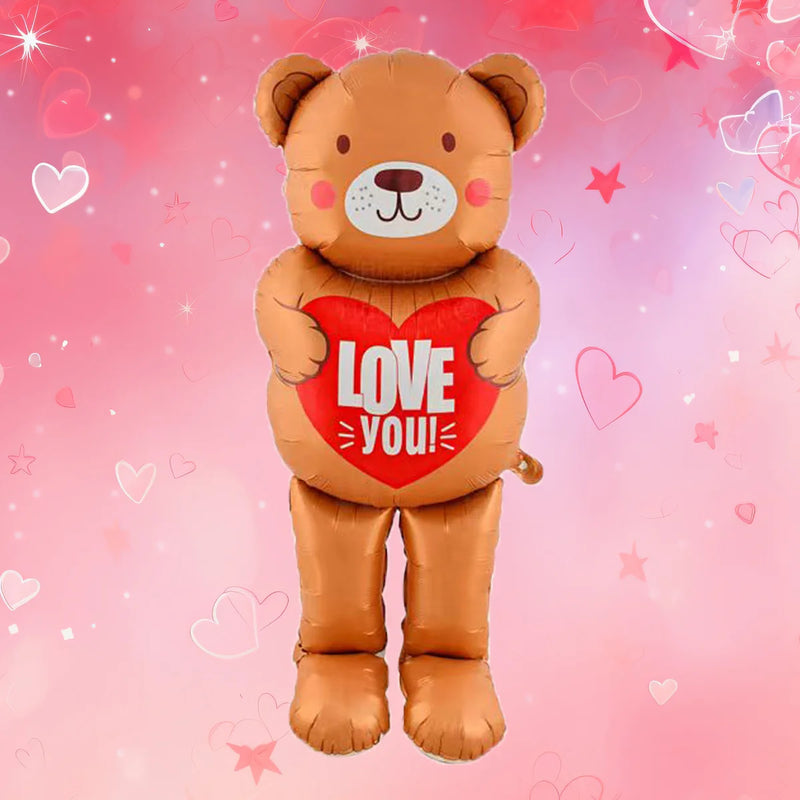 1pc Base Stand Happy Valentine's Day Heart to Heart Balloons Love Heart Bear Balloon wedding Valentine's Day Decorations