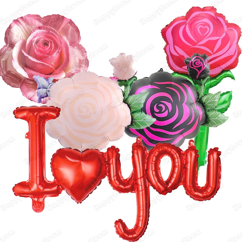 I Love You Red Heart Letter Balloons Valentines Day Wedding Decorations Bridal Shower Party Anniversary Decorations Supplies